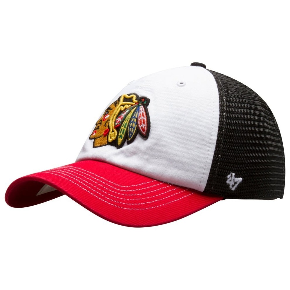 Chicago Blackhawks Tri-Color 47 Brand Closer Mesh Back Flex Fit Hat OSFM